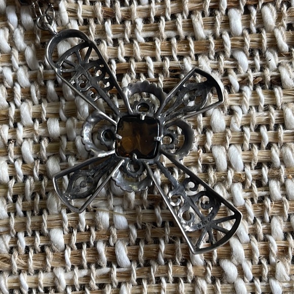 Silpada Smoky Quartz Marquessa Sterling Silver cross Necklace N2331 36” - Picture 5 of 5